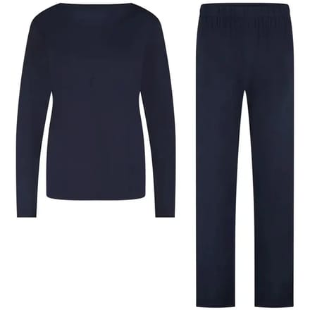 Bamboo Basics Pyjama Set Dames Lange Mouw Nina - Navy Pyjamaset - Maat L - Pyjama Bamboe - Pyjamaset Dames Volwassenen