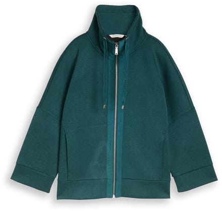 Tom Tailor - Scuba-sweatjack met boxy pasvorm - Maat XS - Deep Meadow Green Melange