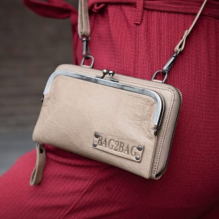 Bag2Bag Leren Klein Schoudertasje Dames Grant Grey