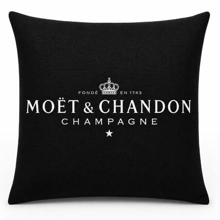 Moët & Chandon - Kussen - Zwart - Champagne - Kussensloop - 45X45 CM - Linnen - Auto - Decoratie - Boot - Hotel - DUBBELZIJDIG