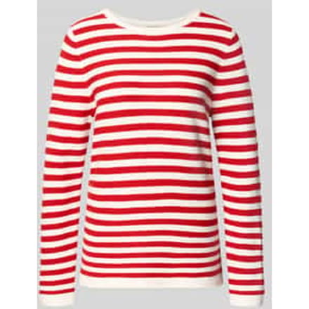 Tom Tailor - Gebreide trui van katoen - Maat L - soft red stripe