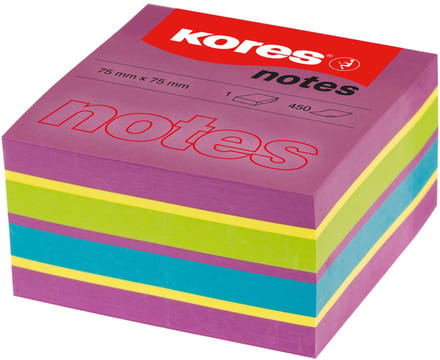 Kores Memoblok Kubus, 50 x 50 mm, neonkleuren, 4 kleuren