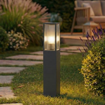 Lindby - Tuinpad verlichting - 1licht - Aluminium, polycarbonaat - H: 80 cm - E27 - antraciet, transparant