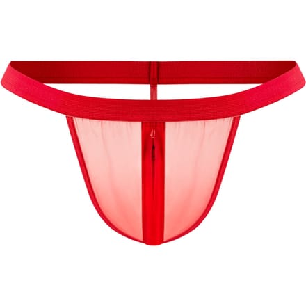 Amorable - Transparante Rode Herenstring Met Rits - One Size