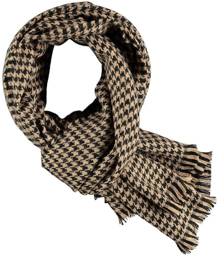 Sarlini - Winter Sjaal Camel Unisex met Pied de Poule Print