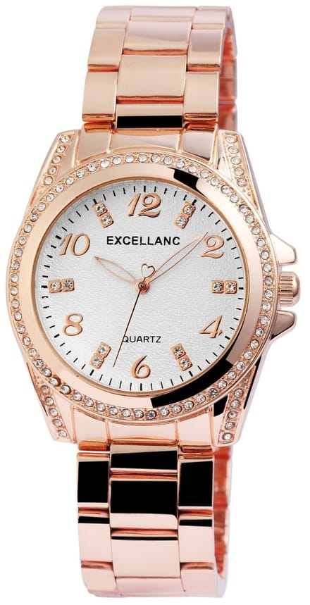 EXCELLANC Dameshorloge metaal met metalen armband en kristalversiering