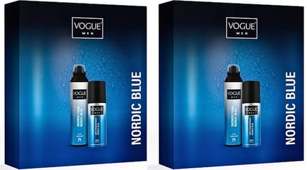 2 x Vogue Geschenkset - Men Nordic Blue - Box Shower Mousse & Deo Spray
