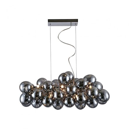 Kosilum - Bartali - Hanglamp - Rookgrijs - Glas en roestvrij staal