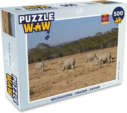 Puzzel Neushoorns - Grazen - Safari - Legpuzzel - Puzzel 500 stukjes