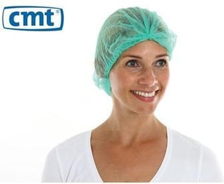 CMT pp non woven baret groen 53cm clip cap 10x100st zak - Groen / One size