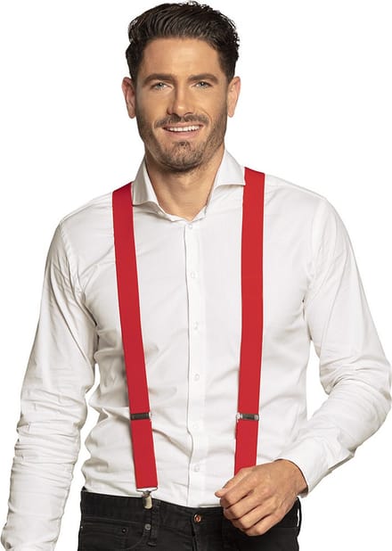 Folat - Verkleedkleding set - Glitter hoed/bretels rood volwassenen