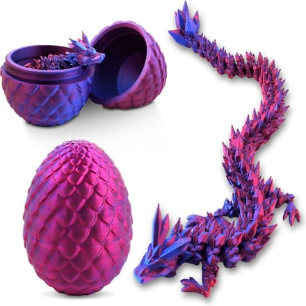 Beweegbaar 3D Geprint Drakenei met Kristallen Draak – Verrassing en Cadeau