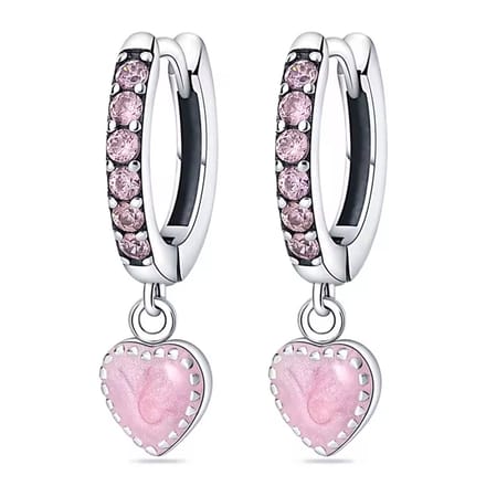 Oorbellen hartje - prinses - meisje - roze - glitter