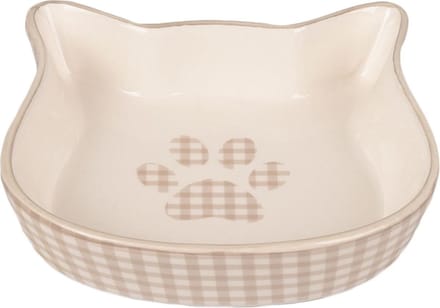 Flamingo - Kattenvoerbak Mylo - Beige/ Wit - 12.5 x 13.5 x 3.5 cm