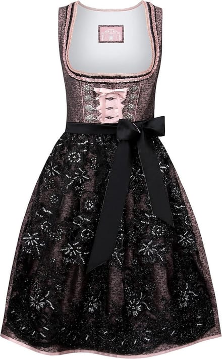 Dames Dirndl Jurk Roze met Kant Schort voor Oktoberfest Feest