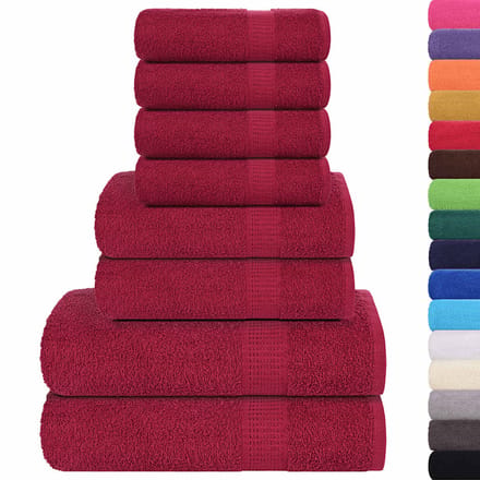 vidaXL - 8-delige - Handdoekenset - FROGN - 360 - g/m² - bordeaux