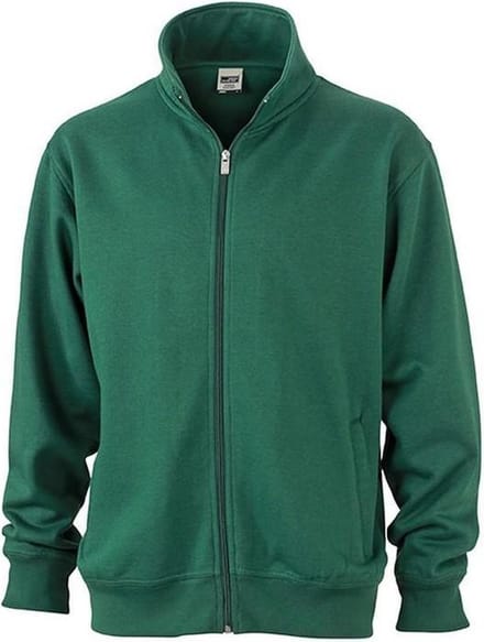 James and Nicholson Unisex Workwear Sweat Jacket (Donkergroen)