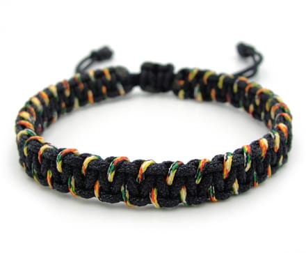 Geknoopte herenarmband - nylon - 18-22 cm - zwart en multicolor