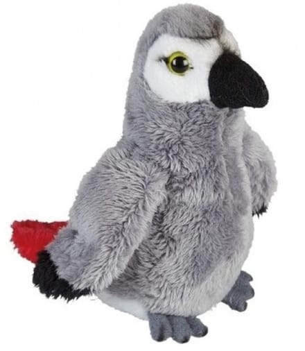 Ravensden Pluche grijze roodstaart papegaai knuffel - 15 cm - Speelgoed
