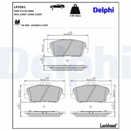 Remblokset, schijfrem DELPHI LP3591