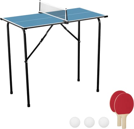Mini pingpongtafel - 76x88x48 cm - met accessoires - inklapbaar - blauw
