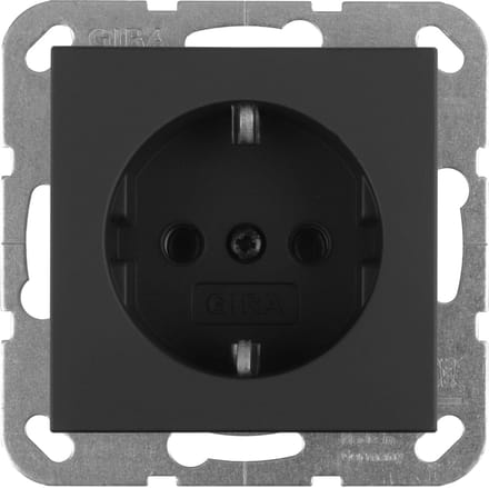 Gira E2 contactdoos - inbouw - 1-voudig - randaarde - zwart