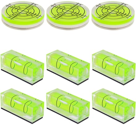 Dailygoods- Waterpas Mini - 9 Stuks - Magnetisch/Vierkant/Rond - Nivelleren - Acryl/ABS - Compact - Nivelleerinstrument