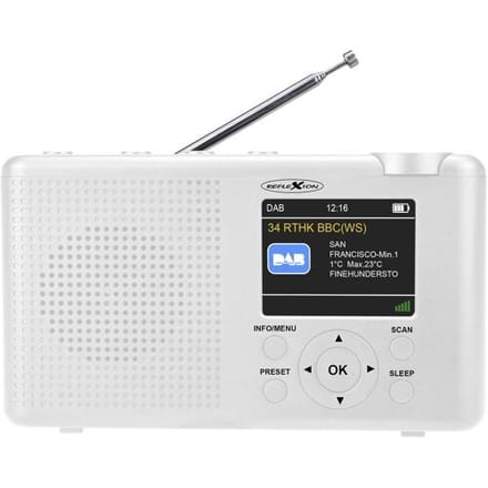 Reflexion TRA23DAB/WH Radio DAB+, DAB, VHF (FM) DAB+, FM Oplaadbaar Wit