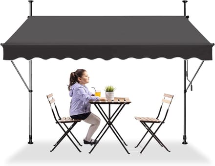 ACXIN Klemmarkies Balkonmarkies - Uitschuifbare Zonwering Handkurbel - 350x120cm Donkergrijs
