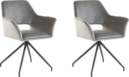 Vera-Fauteuil - Grijs Fluweel - Set van 2