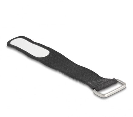 Klittenband kabelbinders met gesp en label 127 x 20mm / zwart (5 stuks)