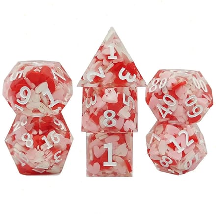 Lapi Toys - Polydice - Hart - Incl. dice bag - Resin - Roze