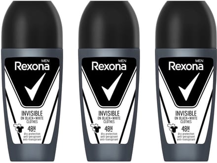 Rexona Deo Roller Men - Invisible On Black & White Clothes - 3 x 50 ml