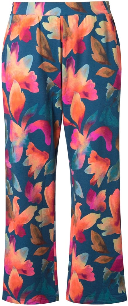 Ulla Popken - Dames - Sweatpants Rose wijde pijp elastische tailleband - Marine - Maat 54+