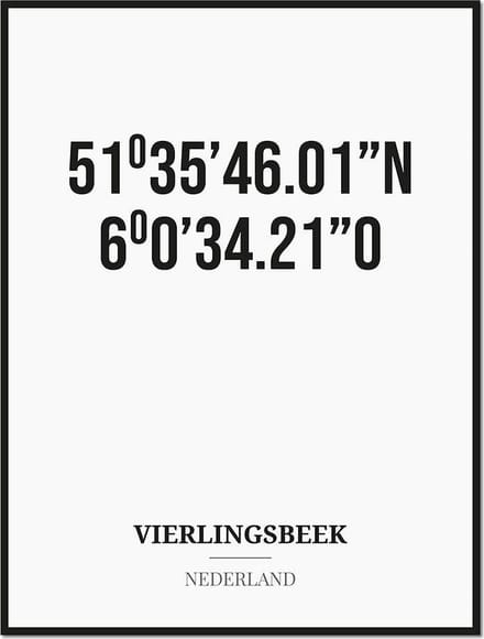 Poster/kaart VIERLINGSBEEK met coördinaten