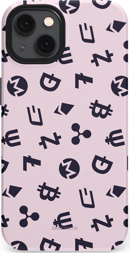 Casetastic hoesje geschikt voor Apple iPhone 13 - MagSafe - Dubbellaagse bescherming - Crypto flow - Fashion Case - Lichtgrijs Donkergrijs Wit