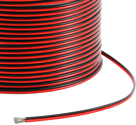 Elektrische draadkabel - Tweelingkabel - Verlichting aansluiten - Vertind koper - 2x30 meter - Zwart/Rood