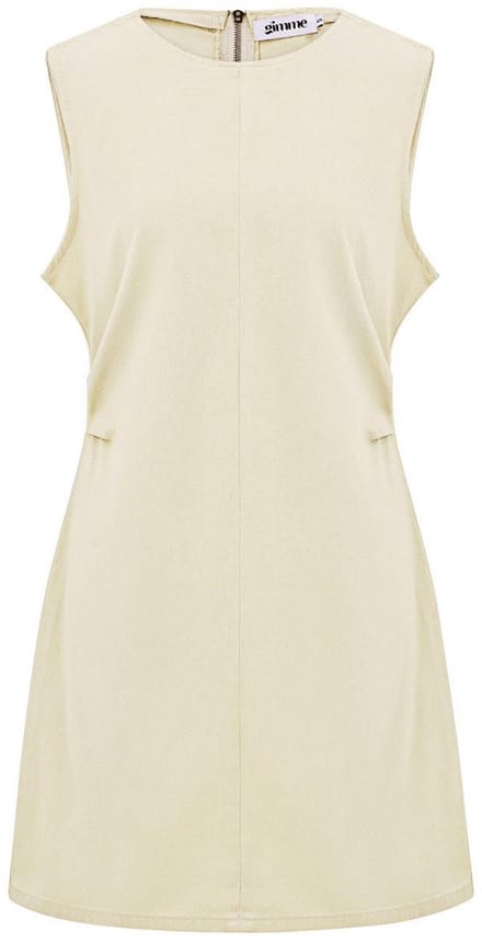 Moderne Katoen Vrouwen Mini Jurk met Bodycon Pasvorm - Gebroken Wit - Maat S