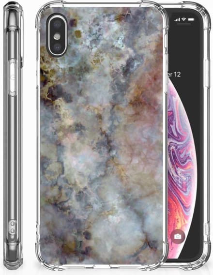 Apple iPhone Xs Max Anti-Shock Hoesje Marmer Grijs