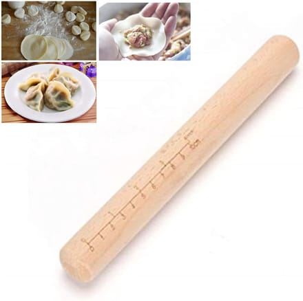 Kleine deegroller - Mini deegroller - Taarten bakken - Ingebouwde liniaal - 24 cm - Houtkleur
