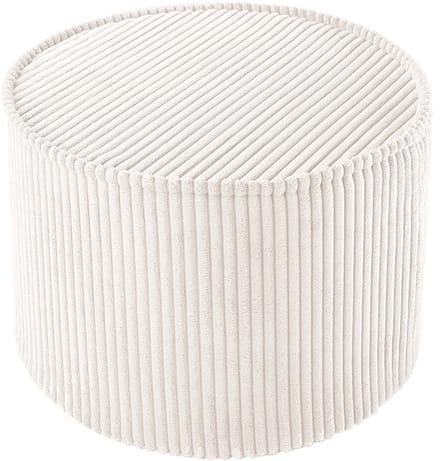 Wigiwama Corduroy Pouffe / Poef - Ø40x25cm - Marshmallow