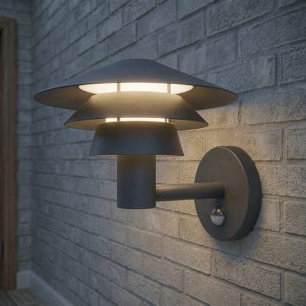 Lucande LED buiten wandlamp Montaro, antraciet, IP54 met sensor
