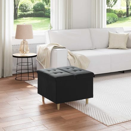vidaXL - Ottoman - met - opslag - Zwart - 60 - x - 60 - x - 45 - cm - Fluweel
