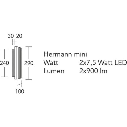 HerzBlut LED wandlamp Hermann mini, geolied eiken, dimbaar