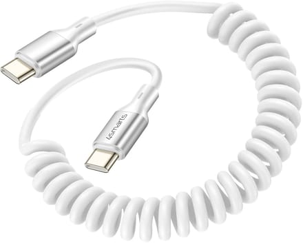 4smarts USB-C naar USB-C Krulsnoer Kabel 240W Power Delivery 50CM Wit