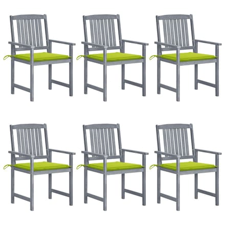 vidaXL - Tuinstoelen - 6 - st - met - kussens - massief - acaciahout - grijs