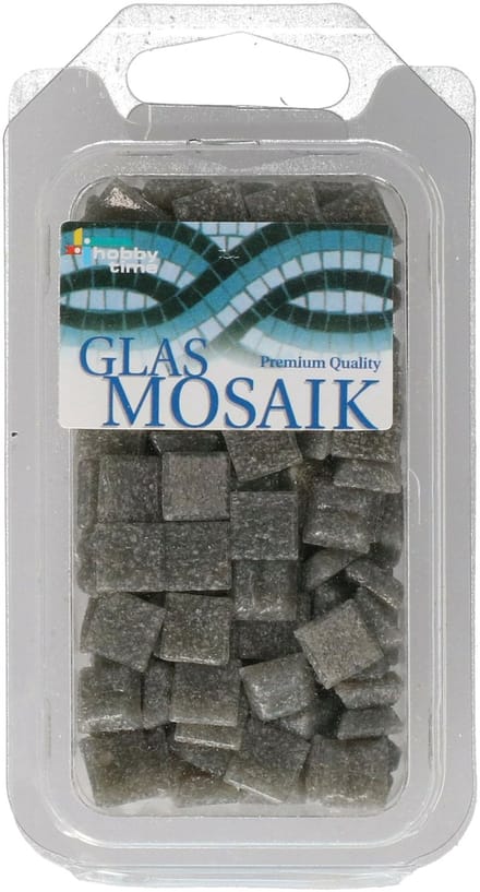 Glorex mozaiek steentjes/tegeltjes - vierkant - 140x stuks - donkergrijs - 1 x 1 cm