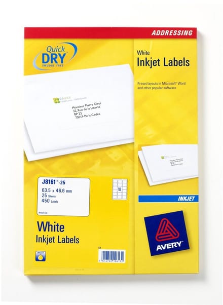 Etiket avery j8161-25 63.5x46.6mm wit 450stuks