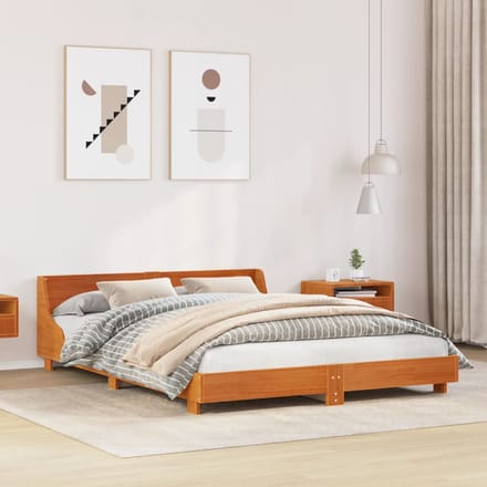 vidaXL - Bedframe - zonder - matras - massief - grenenhout - wasbruin - 150x200 - cm