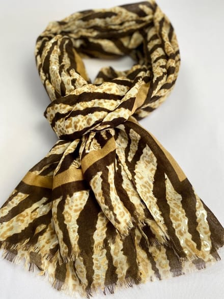 Dames sjaal met zebra print en zilver 50% katoen & 50% viscose